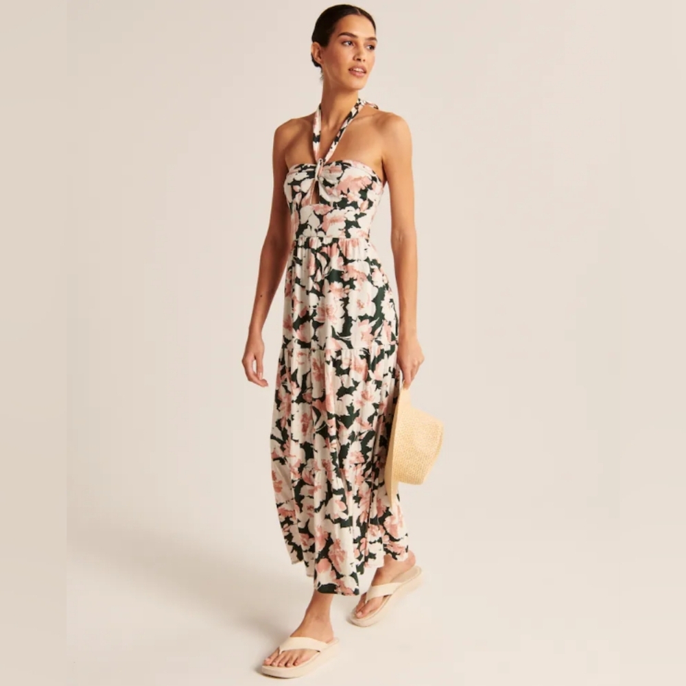 Abercrombie Small Floral Strapless Dress  Flowy Floral Boho Cottagecore Halter